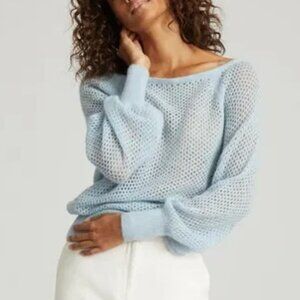 Reiss Light Blue Off-the-Shoulder Sweater